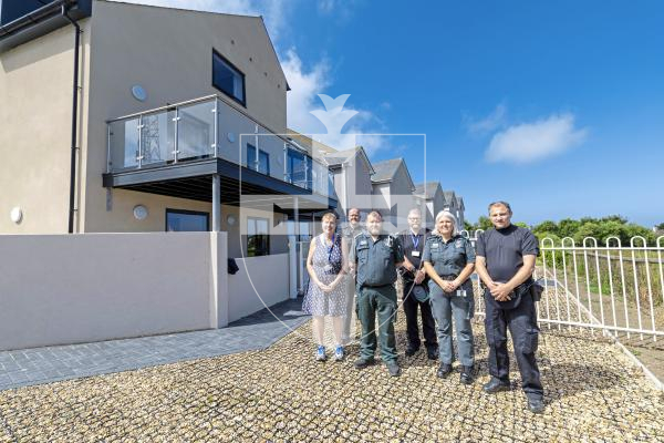 Picture by Peter Frankland. 09-07-25 Tour of the new extension to the Connaught Care Home in Alderney. Some of the emergency personell who took the tour L-R - Margaret Scarlett, Social Worker, PC Adam Webb, Mathew McAlister-Wilding (Emergency Ambulance Crew), Sgt Steve Phillips, Marie Collier (Emergency Ambulance Crew) and PC Paul Maurice.
