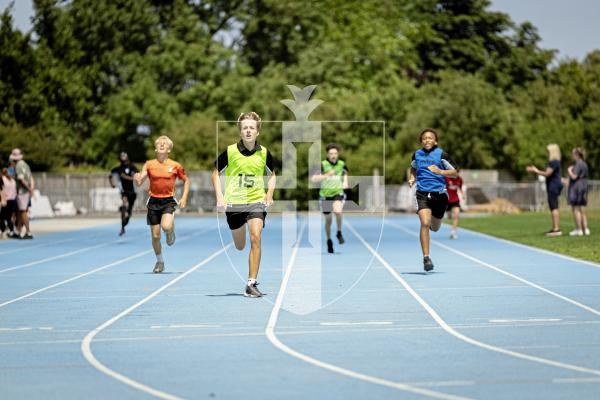 Picture by Sophie Rabey.  09-07-25.  Les Varendes sports day at Footes Lane.
L-R Bobby Cole (12 - Orange vest), Aaron Loveridge (13 - Green vest) and Ayden Chimenya (13 - Blue vest).