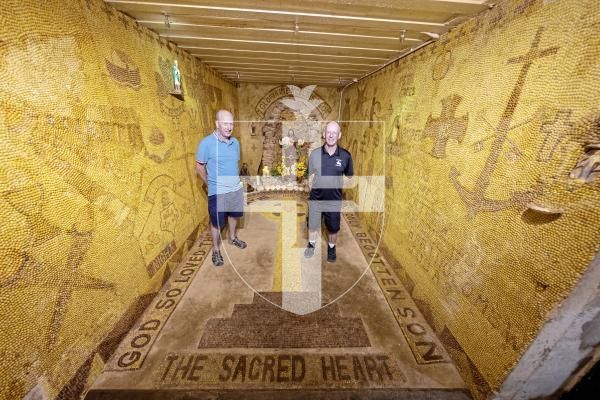 Picture by Peter Frankland. 03-07-25 Shell Shrine at Fort Hommet for En-Voyage magazine. L-R - Ian Blanchard and Andy Walker.