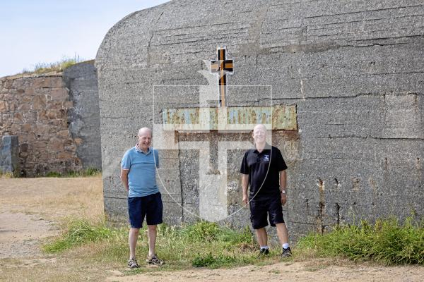 Picture by Peter Frankland. 03-07-25 Shell Shrine at Fort Hommet for En-Voyage magazine. L-R - Ian Blanchard and Andy Walker.