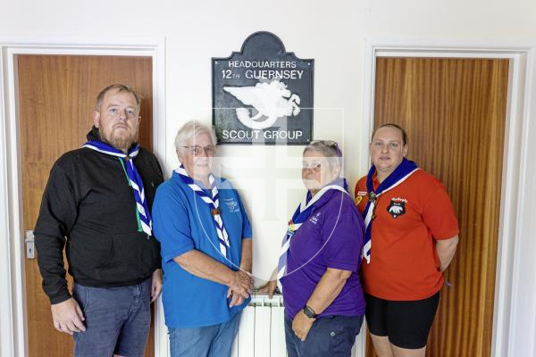 Picture by Peter Frankland. 14-07-25 The 12th Guernsey Scout Group are having to move from their building at Les Beaucamp School after more than 30 years. They are now looking for a new home. L-R - Sean Sarre, Pat Queripel, Julie Le Page and Kate Winter.