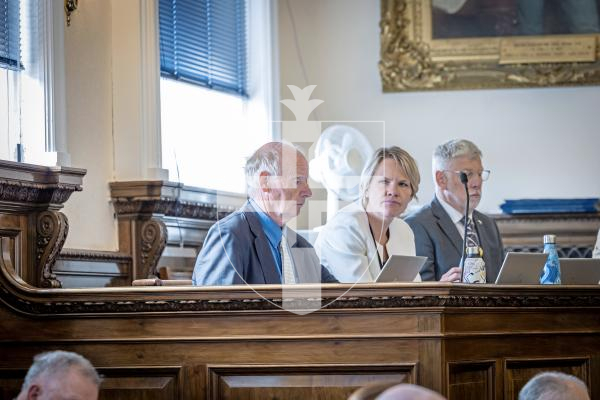 Picture by Peter Frankland. 15-07-25 Inside the States of Guernsey assembly. Generic interior pictures of the States Chamber. Royal Court. George Oswald, Sasha Kazantseva-Miller and Adrian Gabriel.