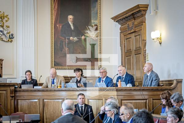 Picture by Peter Frankland. 15-07-25 Inside the States of Guernsey assembly. Generic interior pictures of the States Chamber. Royal Court. Lindsay De Sausmarez, Gavin St Pier, Tina Bury, Mark Helyar, Paul Montegue and Steve Williams.