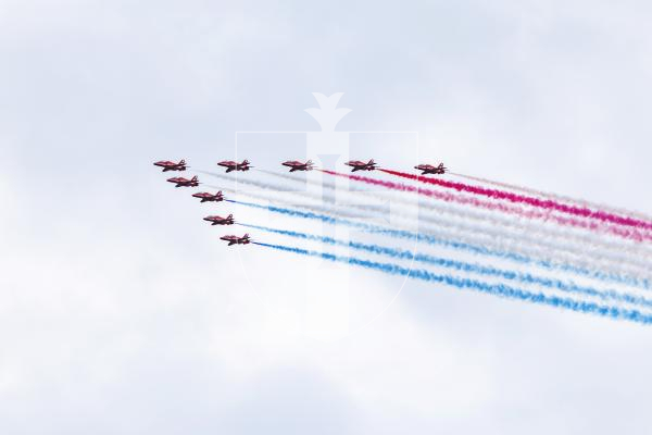 Picture by Sophie Rabey.  10-09-25.  Guernsey Battle of Britain Air Display 2025.
RAF Red Arrows.