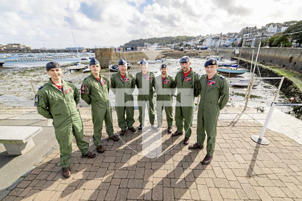 Picture by Sophie Rabey.  11-09-25.   The No. 201 Squadron RAF, the squadron affiliated with Guernsey, is over this week for events around the island.
L-R Elliot Croucher, Dan Wright, Rob McCartney, Nick Hagen, Michael Foster, Jack Partington and Jordan Gelsthorpe.
