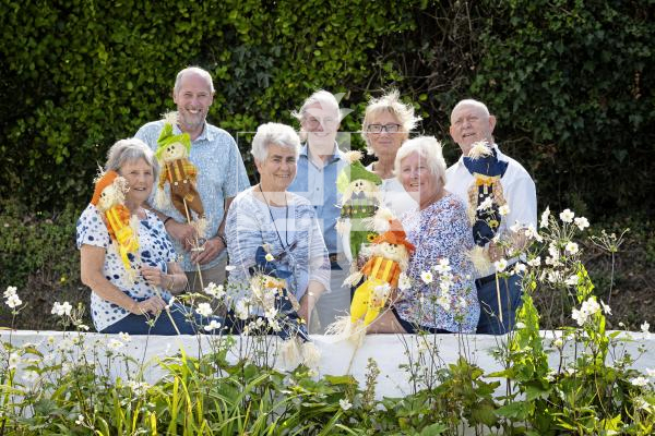 Picture by Peter Frankland. 12-09-25 Money from the Torteval Scarecrof Festival has been handed over to the charities they support. L-R - Joan Rouget (Guernsey Hard of Hearing), Steve Dorrity (Cliff Rescue Services), Sue Brooks (Organiser of Scarecrow Festival), Rob Harnish (UnLtd), Susi Glegg (Guernsey Welfare), Nikki Addlesee (Treasurer of Scarecrow Festival) and Philip Gallienne (Lungevity).