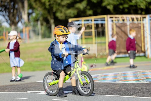 Picture by Sophie Rabey.  16-09-25.  La Mare De Carteret Primary School have had some new playground markings added over the summer break.  It was funded through the schools PTA and the Health Improvement Commission, with the hope to increase physical activity amongst the pupils and help their confidence on bikes etc.
Ari Perkins (4)