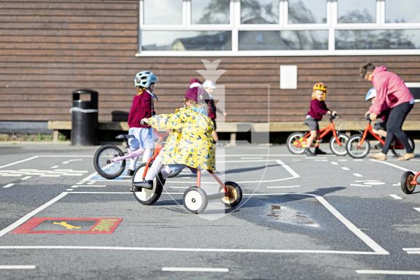 Picture by Sophie Rabey.  16-09-25.  La Mare De Carteret Primary School have had some new playground markings added over the summer break.  It was funded through the schools PTA and the Health Improvement Commission, with the hope to increase physical activity amongst the pupils and help their confidence on bikes etc.