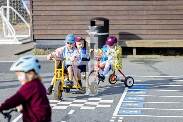 Picture by Sophie Rabey.  16-09-25.  La Mare De Carteret Primary School have had some new playground markings added over the summer break.  It was funded through the schools PTA and the Health Improvement Commission, with the hope to increase physical activity amongst the pupils and help their confidence on bikes etc.