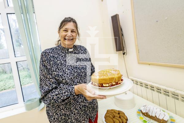 Picture by Sophie Rabey.  20-09-25.   Forest Methodist Church held their ever popular Soup and Cake event.  
Rev Jacky Cottrell with a lovely cake.