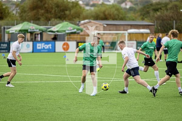 Picture by Sophie Rabey.  21-09-25.  Charity 7-a-side Football tournament at Victoria Park, raising money for Bowel Cancer Guernsey and Business Beats Cancer.