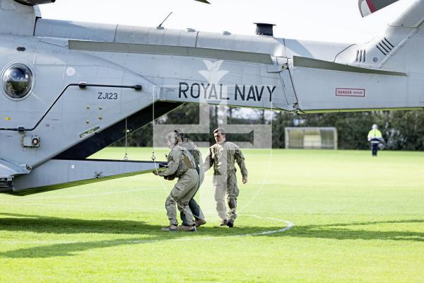 Picture by Sophie Rabey.  12-09-25.  A Royal Navy helicopter landing at Port Soif as part of their training exercise in the channel islands this week.
