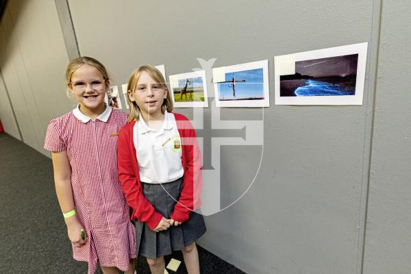 Picture by Sophie Rabey.  26-09-25.  As part of Pupil Leadership Day 2025, KS2 pupils from primary schools had a day at Beau Sejour to take part in workshops lead to strengthen their digital skills, teamwork and leadership roles.  
L-R Lily Barnes (9) and Ronya Ruzzon (9) doing an experiment on depicting AI images.