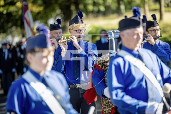Picture by Peter Frankland. 28-09-25 HMS Charybdis and HMS Limbourne memorial service at Le Foulon Cemetery. The parade arrives.