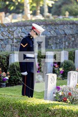 Picture by Peter Frankland. 28-09-25 HMS Charybdis and HMS Limbourne memorial service at Le Foulon Cemetery. Sam Jones representing the Royal Marine Cadets and Royal Sea Cadets.
