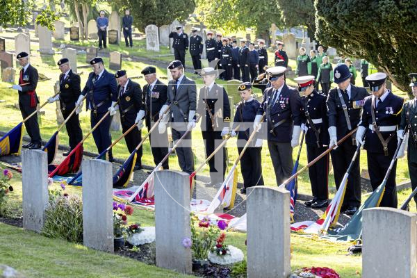 Picture by Peter Frankland. 28-09-25 HMS Charybdis and HMS Limbourne memorial service at Le Foulon Cemetery.