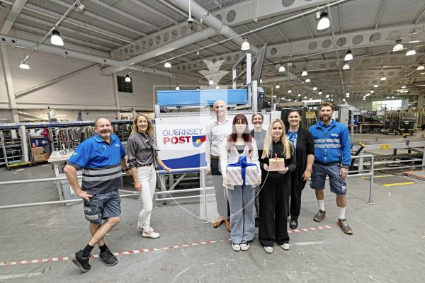 Picture by Sophie Rabey.  16-10-25.  One year celebration of MyUKAddress at Guernsey Post.  
L-R Marcus Hayson, Cassy Fish, Neil Pailing, Caitlin Le Blancq, Sarah Jackson, Kiara Lihou, Lucie Waylen and James Mullen.