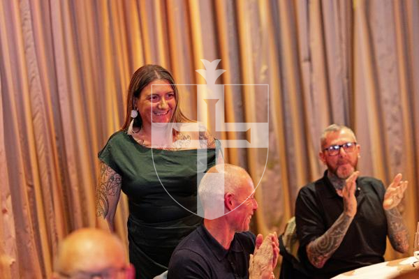 Picture by Sophie Rabey.  18-10-25.  Pride of Guernsey Awards 2025 at St Pierre Park.  Winner of Sports Volunteer of the Year  – Rebecca Meredith, sponsor Tim Nelson - Dominion.