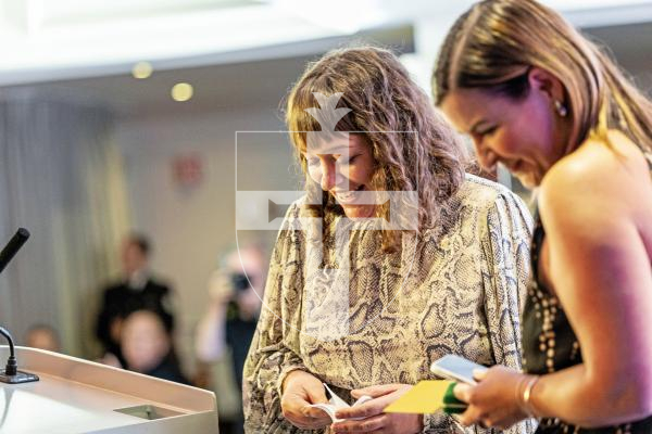 Picture by Sophie Rabey.  18-10-25.  Pride of Guernsey Awards 2025 at St Pierre Park.  Winner of Diversity & Inclusion – Anna Bowditch with Sponsor Sarah Beatty - Intact Insurance.