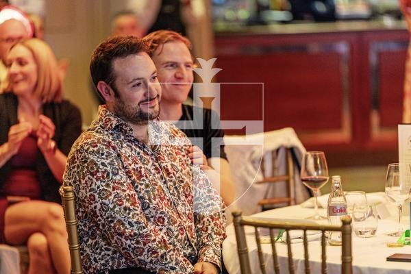 Picture by Sophie Rabey.  18-10-25.  Pride of Guernsey Awards 2025 at St Pierre Park.  Winner of Angel of the Year – Jake Williams, and sponsor - Titan Wealth.