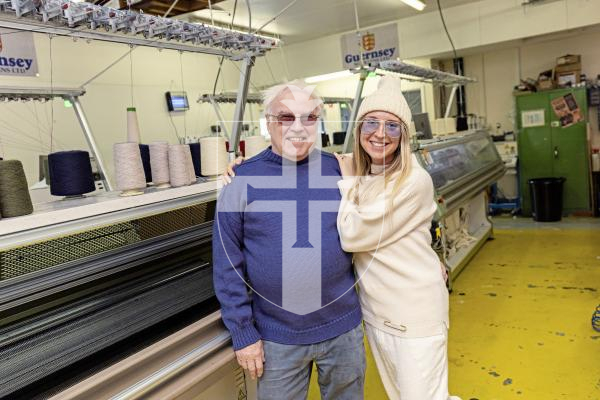 Picture by Sophie Rabey.  12-11-25.  Fashion Expert, Lynne Coleman, has teamed up with Guernsey Woollens owner, Arthur Eldridge, to create the first ever Guernsey to be made from 100% Scottish cashmere.