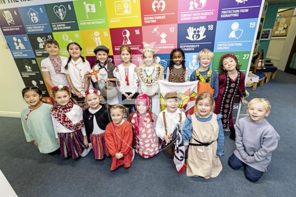 Picture by Sophie Rabey.  20-11-25.  To celebrate World Childrens Day, St Martins Primary School had a full day of activities based around this years theme of 'multiculture'.
Children of all years in traditional dress from various countries.