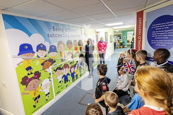 Picture by Sophie Rabey.  20-11-25.  To celebrate World Childrens Day, St Martins Primary School had a full day of activities based around this years theme of 'multiculture'.
Aviella Kabunga (11) was a student who left St Martins School last year and had the idea of creating a wall to visually show diversity within the school.  She came back today to officially open the wall to the school.  It was funded through the schools PTFA.