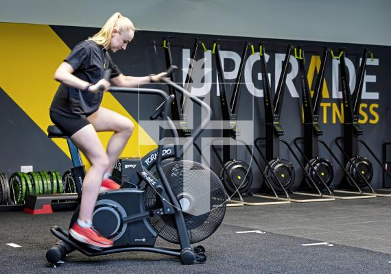 Picture by Peter Frankland. 03-12-25 Kate Collenette at Upgrade Fitness demonstrating some of the activities involved in the DEKA Strong - a no-running, full-body fitness event and competition with 10 exercise zones designed to test strength and endurance.