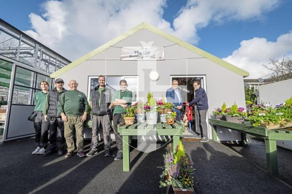 Picture by Peter Frankland. 04-12-25 Opening of new shop - The Old Potting Shed at GROW Ltd. L-R - Lucy Harvey, Workshop manager, Darren Brehaut, Facilities Manager, Phillip Gallienne, Volunteer, Tom Rowe, Workshop leader, Lee Roussel, Crew, Tony Creasey and Peter Creasey.