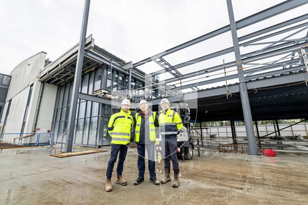 Picture by Sophie Rabey.  09-12-25.  Tour around the development at Les Ozouets Campus that will house post-16 education, including The Guernsey Institute.
L-R Ashley Dupre (Head of Education Capital Projects), David Gausden (Design Engine Architects) and David McLeish (Senior Construction Leader at Rok).