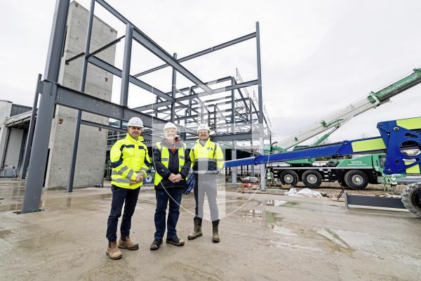 Picture by Sophie Rabey.  09-12-25.  Tour around the development at Les Ozouets Campus that will house post-16 education, including The Guernsey Institute.
L-R Ashley Dupre (Head of Education Capital Projects), David Gausden (Design Engine Architects) and David McLeish (Senior Construction Leader at Rok).
