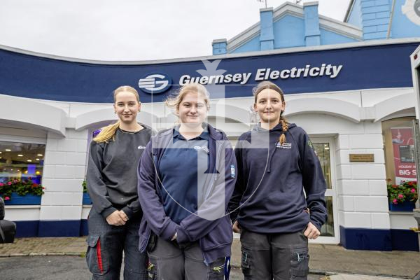 Picture by Peter Frankland. 09-12-25 News feature about three female apprentices who are working at Guernsey Electricity. L-R - Lauren Ferneyhough, Skye Gardner and Jenny Mahe.