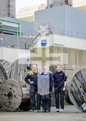 Picture by Peter Frankland. 09-12-25 News feature about three female apprentices who are working at Guernsey Electricity. L-R - Lauren Ferneyhough, Skye Gardner and Jenny Mahe.