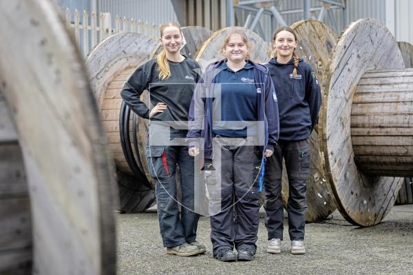 Picture by Peter Frankland. 09-12-25 News feature about three female apprentices who are working at Guernsey Electricity. L-R - Lauren Ferneyhough, Skye Gardner and Jenny Mahe.