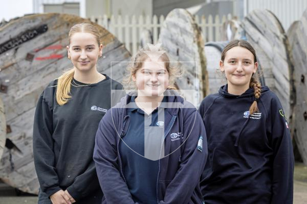 Picture by Peter Frankland. 09-12-25 News feature about three female apprentices who are working at Guernsey Electricity. L-R - Lauren Ferneyhough, Skye Gardner and Jenny Mahe.