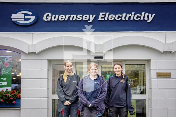 Picture by Peter Frankland. 09-12-25 News feature about three female apprentices who are working at Guernsey Electricity. L-R - Lauren Ferneyhough, Skye Gardner and Jenny Mahe.
