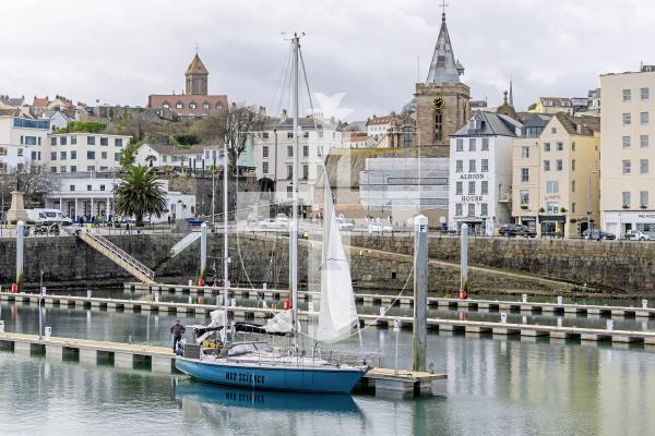 Picture by Peter Frankland. 06-01-26 A Dutch Yacht called Mad Science, which was towed in by the lifeboat is now safely moored in the Victoria Marina.