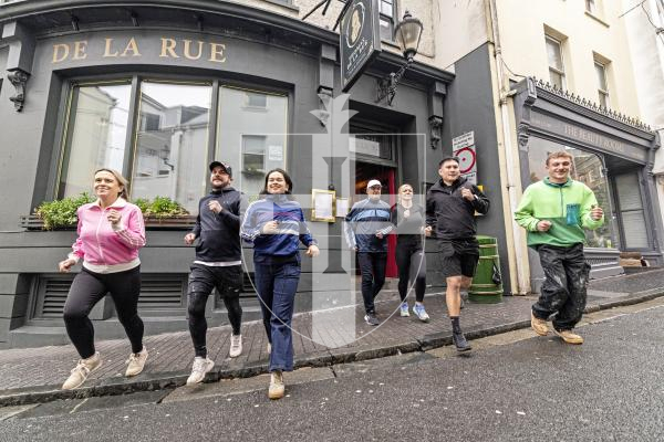 Picture by Sophie Rabey.  19-01-26.  The Thomas De La Rue pub have started a weekly 'run club'.  On Tuesday evenings anyone is welcome to join in on a beginner or advanced group run for 30minutes and then enjoy a drink at the pub afterwards.
L-R Mandy Roberts, Ross Purser, Charlotte Birchall, Clive Fortis,Patrycja Brzezinska, Kyle Tester and Charley Allen.