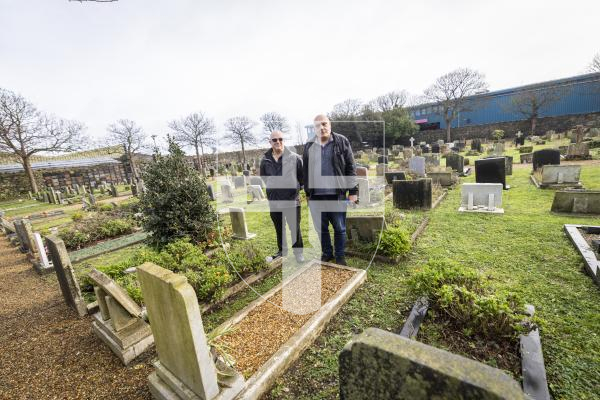 Picture by Sophie Rabey.  13-02-26.  The Constables of the Parish of St Sampson have given a 3 month notice for users of St Sampson's Church and Cemetery that they will begin works to improve the safety, facilities and ambiance of the area.
L-R Joe Abbotts and David Hannah from St Sampson's Douzaine.