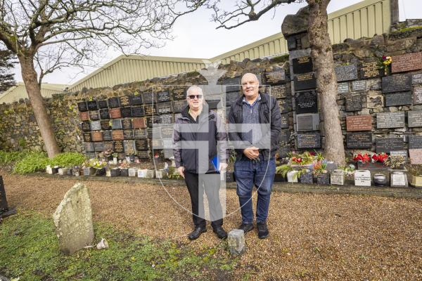 Picture by Sophie Rabey.  13-02-26.  The Constables of the Parish of St Sampson have given a 3 month notice for users of St Sampson's Church and Cemetery that they will begin works to improve the safety, facilities and ambiance of the area.
L-R Joe Abbotts and David Hannah from St Sampson's Douzaine.