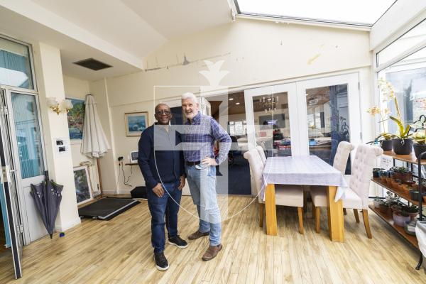 Picture by Sophie Rabey.  17-02-26.  The Guernsey Cheshire Home are launching an appeal to find a new site for a purpose-built Cheshire Home. 
L-R Nehemiah Nyatang (Clinical Lead) and Rob Shepherd (Chairman).