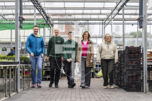 Picture by Sophie Rabey.  19-02-26.  Grow is inviting the island's community to put on their walking shoes and get outdoors with the launch of a new event called 'Grow Green Miles'.  This fundraising initiative will hopefully encourage people to walk at least one mile a day throughout May.  
L-R Warren Mauger (Grow Green Miles Ambassador), Roscoe Cloarec, Lucien Carre, Jo Hollyer-Hill (Grow Green Miles Ambassador) and Sadie Bewey (Friends of Grow).