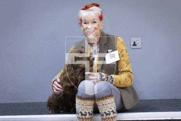 Picture by Peter Frankland. 22-02-26 Guernsey Kennel Club Dog Show at Beau Sejour. Lynn Ozanne with her Sussex Spaniel called Ada. The dog has come from the USA.