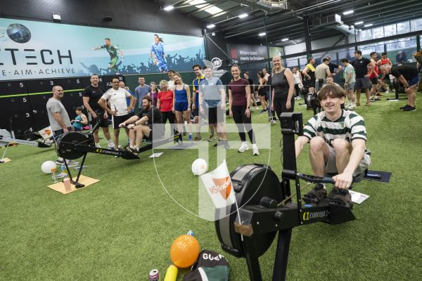 Picture by Sophie Rabey.  01-03-26.  2026 Rowathon at Aztech, raising funds for MS Society Guernsey.
St Sampsons High School put in three teams for the Rowathon. (Jamie Dean rowing)