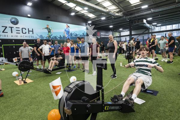 Picture by Sophie Rabey.  01-03-26.  2026 Rowathon at Aztech, raising funds for MS Society Guernsey.
St Sampsons High School put in three teams for the Rowathon. (Jamie Dean rowing)