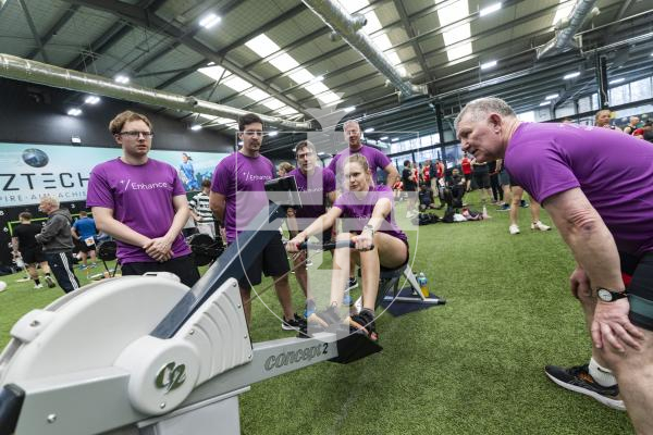 Picture by Sophie Rabey.  01-03-26.  2026 Rowathon at Aztech, raising funds for MS Society Guernsey.
Enhance Team (Stephanie Glover rowing)
