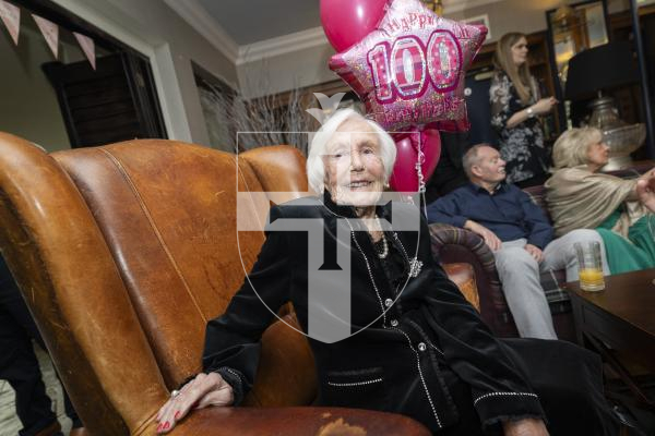 Picture by Sophie Rabey.  01-03-26.  Margaret Blackwell  is celebrating her 100th birthday with a party at Les Roquettes Hotel with her family and friends.