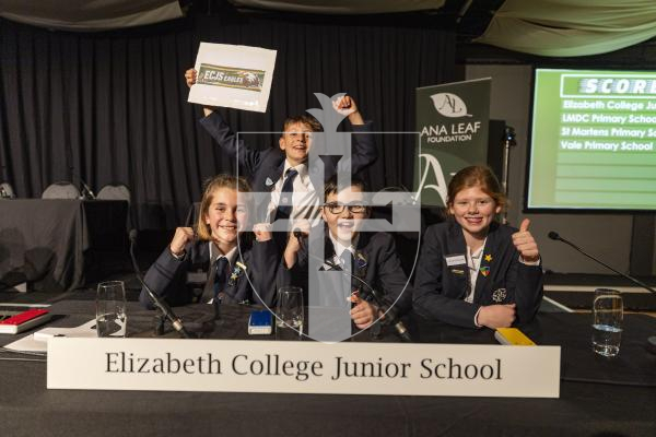 Picture by Sophie Rabey.  03-03-26.  Year 6 de Putron Challenge at Beau Sejour.  Elizabeth College Junior School won the competition and will be representing the island in Jersey in a few weeks time.
L-R Sam Turville (10), Leo Sykes (11, at the back is the team reserve), Angus Essa (10) and Florrie O'Driscoll (11).