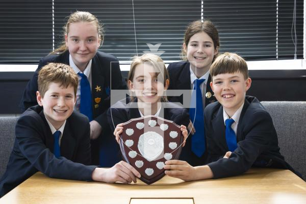 Picture by Peter Frankland. 05-03-26 Winners of the Yr 8 De Putron Challenge was Beaucamp School. L-R - (front) Ethan Cullwick, 13, Orla Chilton, 13, Will Curtis, 12. (back) L-R - Evie Collis, 13 and Elvie Lawson, 13.