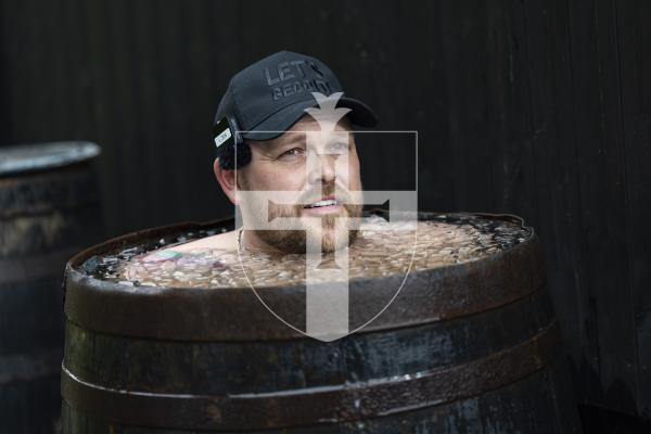Picture by Sophie Rabey.  07-03-26.  Harry Beattie, commonly known on social media as 'Ice Bath Harry', was in Guernsey and took an ice bath and plunge in the bathing pools.  He is a recovering drug addict who has started using ice baths daily to help with his sobriety and mental health.  He films the videos and has a big following.